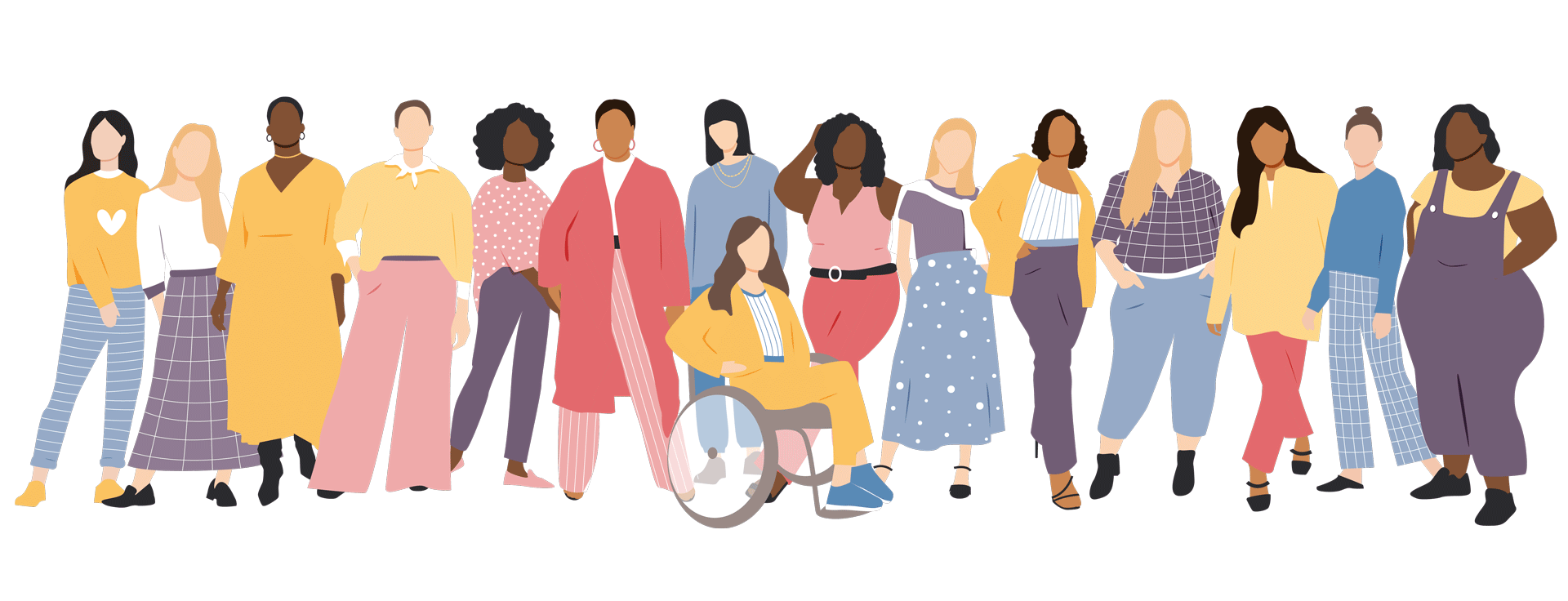 Quelle: NStafeeva – shutterstock.com, shutterstock.com, NStafeeva Frauen unterschiedlicher Ethnien Seite an Seite, darunter auch eine Frau im Rollstuhl
